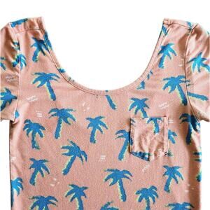 Nollie Crop Top Womens S Coral Tropical Print Tshirt Cute Kawaii Beach Retro Y2K